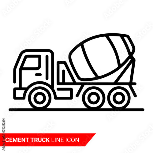 Qualityful cement truck line icon