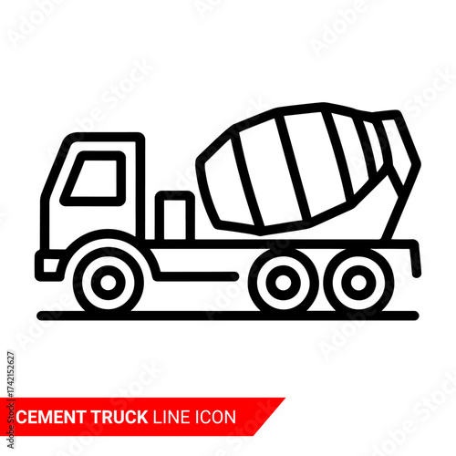 Qualityful cement truck line icon