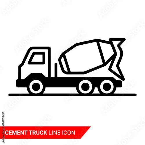 Qualityful cement truck line icon