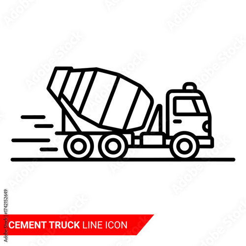 Qualityful cement truck line icon