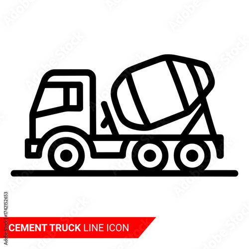 Qualityful cement truck line icon