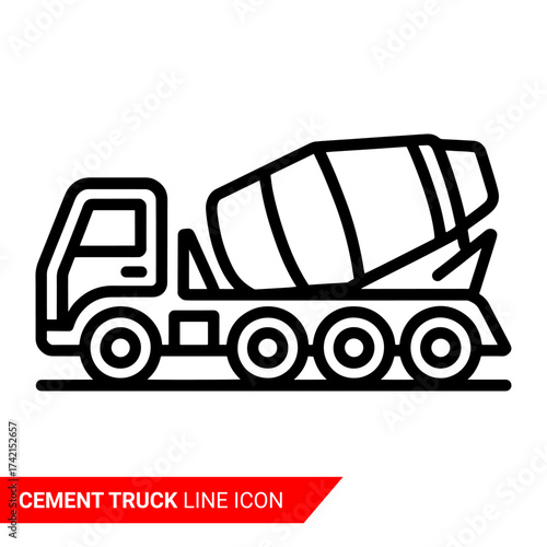 Qualityful cement truck line icon
