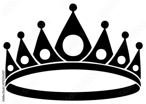 Elegant stylized black crown icon symbolizing monarchy royalty power leadership and success