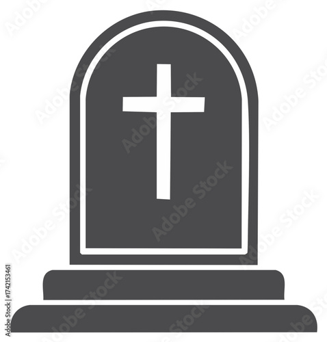 Christian Gravestone with Cross Icon