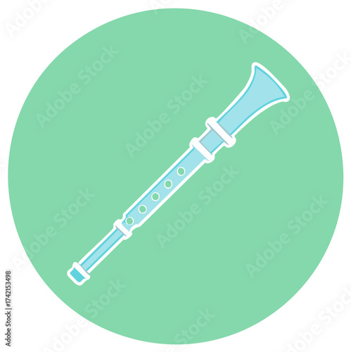 Illustration of a clarinet with a green background and a pastel style