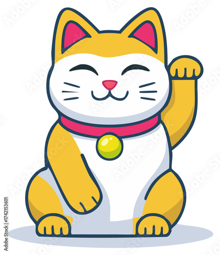 Lucky Cat Waving Arm Beckoning Prosperity Icon
