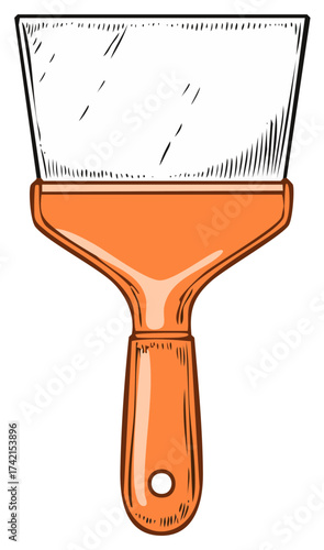 Orange putty knife illustration for construction and home improvement work