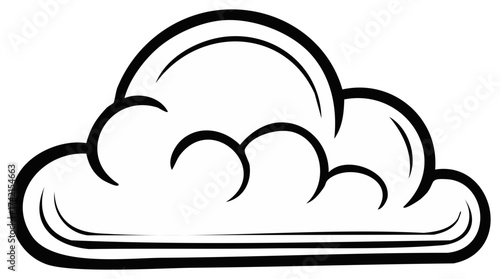 Stylized black and white fluffy cloud illustration with bold outlines and soft curves