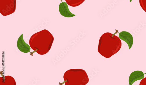 Cartoon red apple seamless pattern