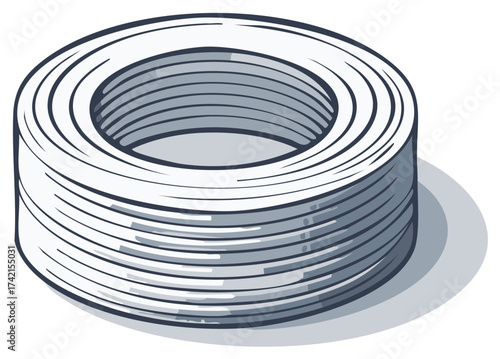 A roll of white paper or material with horizontal lines creating a textured appearance