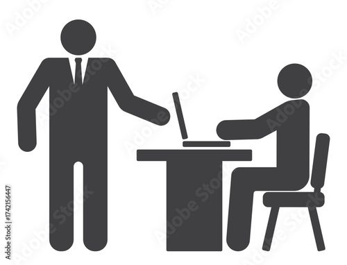businessman and person work for laptop computer icon