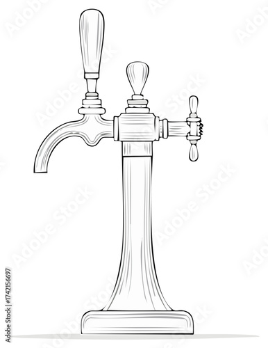 Detailed Beer Dispenser Icon Vintage Style Black and White Illustration for Graphic Design