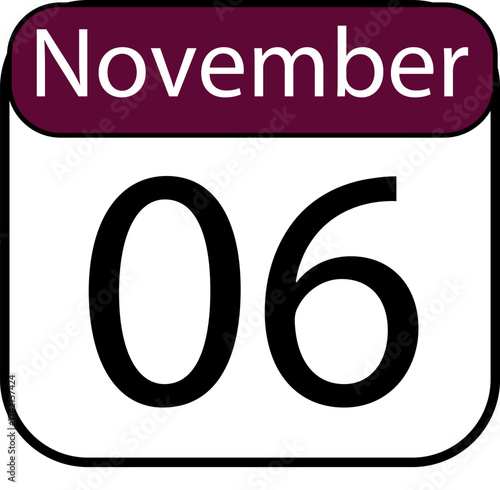 Mark your calendar for November sixth with this bold, clear date graphic perfect for any project needing a specific day reminder.
