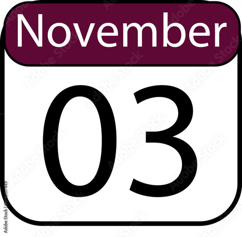 Mark your calendar for November 3rd with this clear, modern graphic, perfect for scheduling and event reminders
