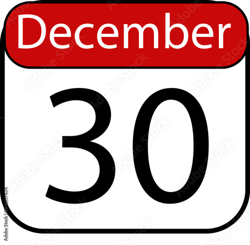 Countdown to New Year's Eve December 30th calendar reminder marking the final days of the year