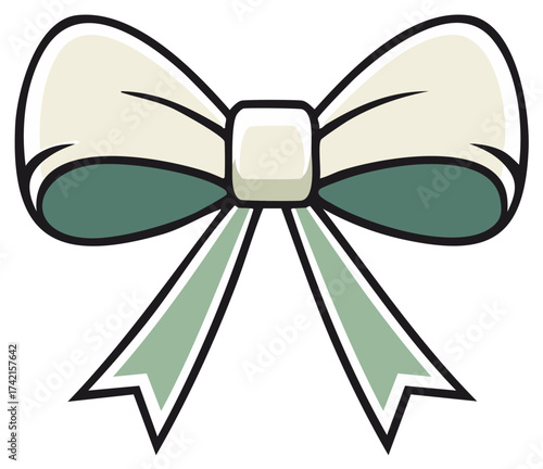 Stylized Bow Tie Decoration in Cream and Teal Colors