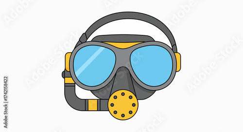 Aquatic Adventure Awaits: Stylized Snorkel & Dive Mask Graphic for Underwater Exploration and Summer Fun