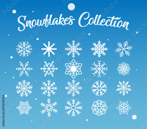Create a winter wonderland with this diverse snowflake collection for holiday cards, festive decorations, and seasonal designs that bring joy and cheer