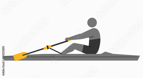 Dynamic Sculling: Minimalist Vector Illustration of an Athlete Rowing