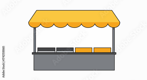 Sunny Yellow Awning Vendor Cart Illustration