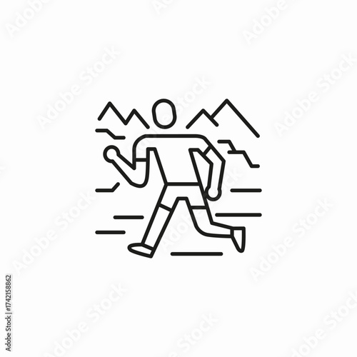 trail runner mountains icon sign vector
