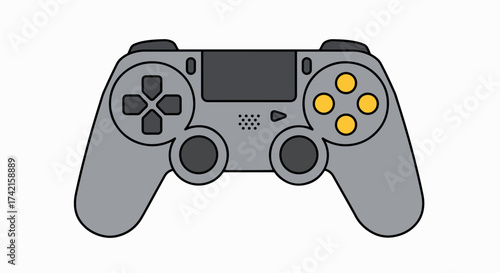 Sleek Gray Game Controller Illustration - Modern Flat Design Video Gamepad for Digital Entertainment & Play