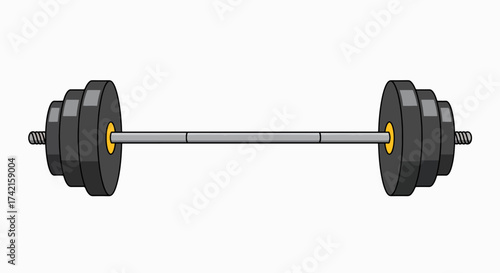 Classic Barbell with Stacked Weights - Strength Training & Fitness Icon