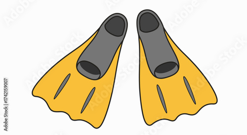 Vibrant Yellow Swim Fins Vector Illustration