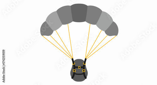 Minimalist Grey Parachute Graphic with Yellow Lines - Skydiving and Safety Symbol
