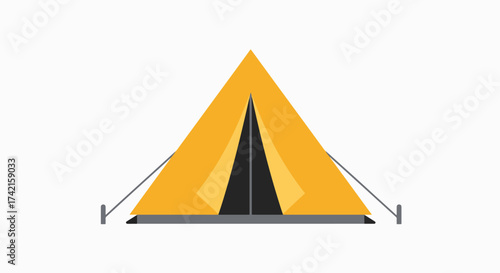 Sunny Yellow Camping Tent: Minimalist Outdoor Shelter Icon