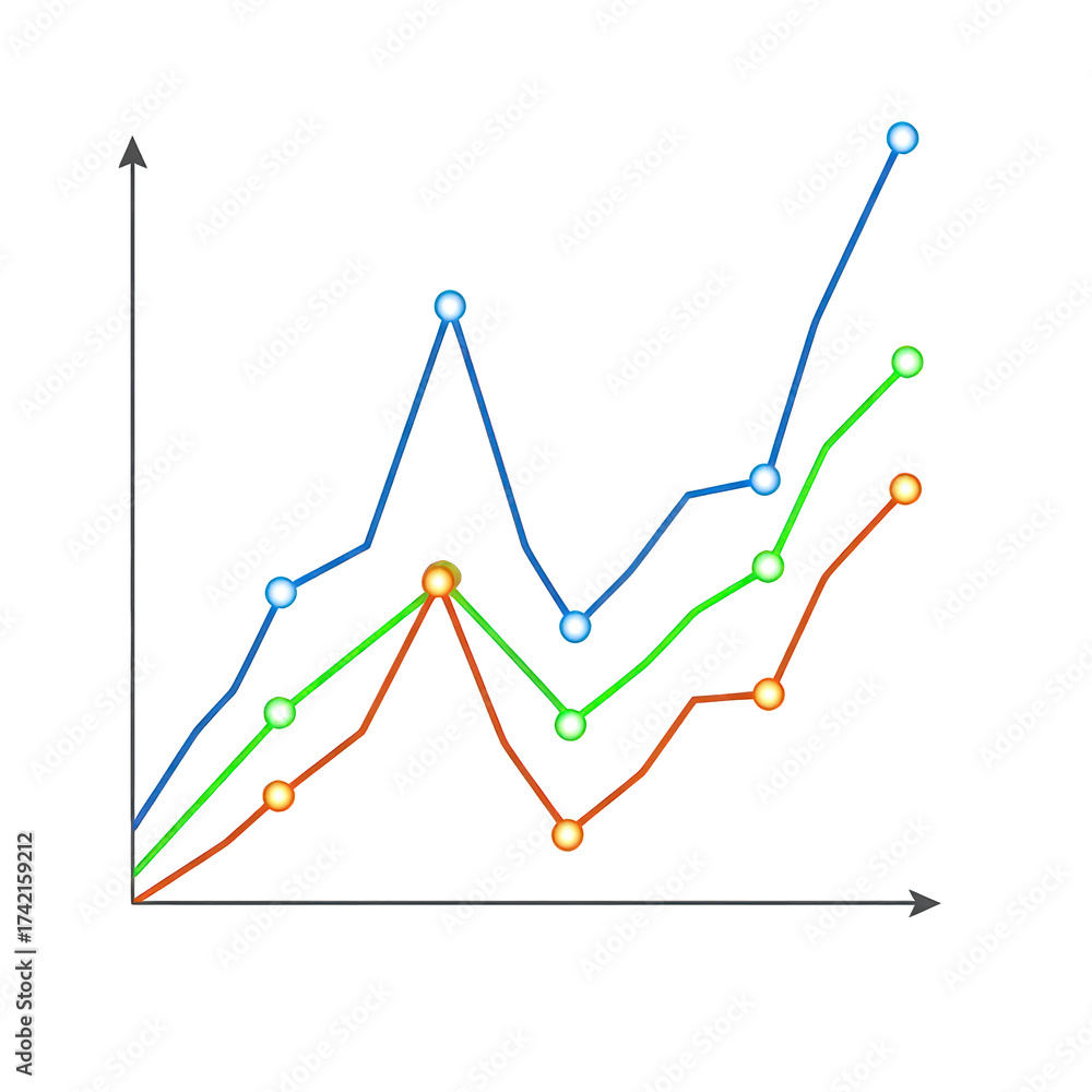 Obraz premium Line graph showing trends isolated on transparent background