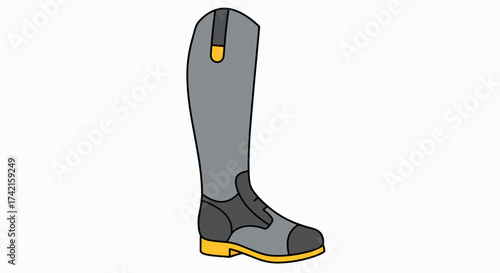 Classic Grey Equestrian Riding Boot Vector Illustration