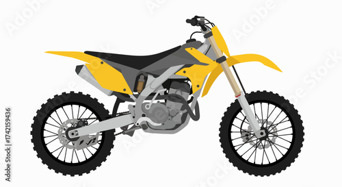 Vibrant Yellow Motocross Machine: Off-Road Power Illustration