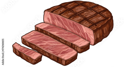 Grilled Steak with Slices Delicious Meat Cut.