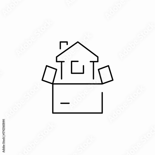 boxed house moving icon sign vector