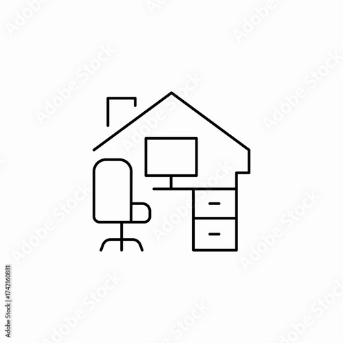 dedicated home office icon sign vector