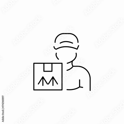 delivery person package icon sign vector