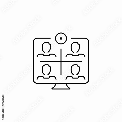 virtual team meeting icon sign vector