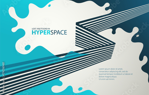Dynamic vector abstract background, lines in perspective with energy blast of a lava fluid in 3D space, splash in motion, modern creative art wallpaper.