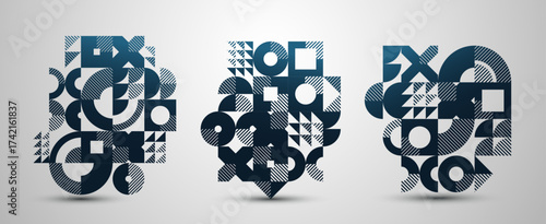 Abstract geometric vector background set, graphic design modern style composition, wallpaper art pattern, mosaic geometrical abstraction collection.