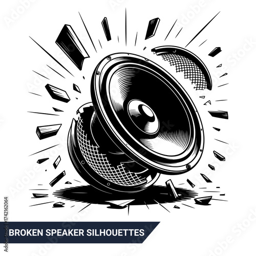 Qualityful Broken speaker silhouettes