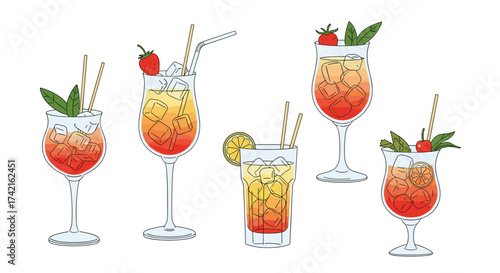 A delightful assortment of refreshing summer cocktails perfect for any celebration.