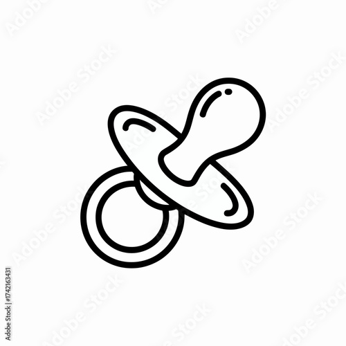 Black and White Line Art Illustration of a Baby Pacifier Minimalist Design for Nursery Decor and Newborn Products