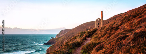 engine house at sundown cornwall england uk near st agnes wheal Coates 