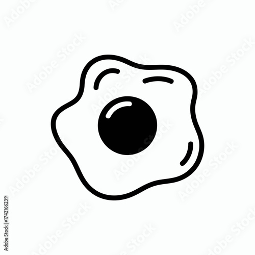 Simple Fried Egg Icon Illustration for Culinary Designs and Food Related Projects Perfect for Breakfast Menus and Recipes
