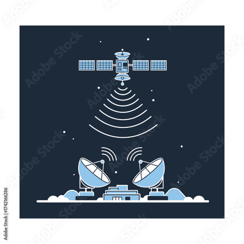 Satellite communication system with ground station and orbiting satellite transmitting data
