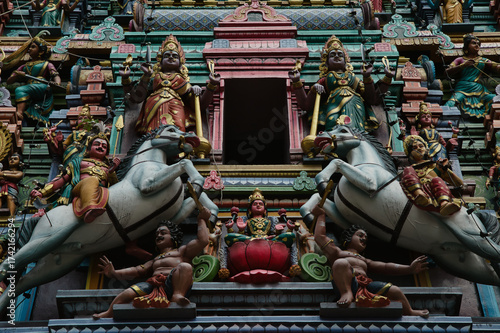 Photography Architectural details on the facade
of Sri Mahamariamman Temple, the oldest Hind