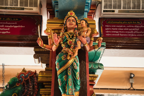 Fotografie Statue of the Hindu goddess Mariamman, located at the Sri Mahamariamman Temple in Kuala Lumpur, Malaysia