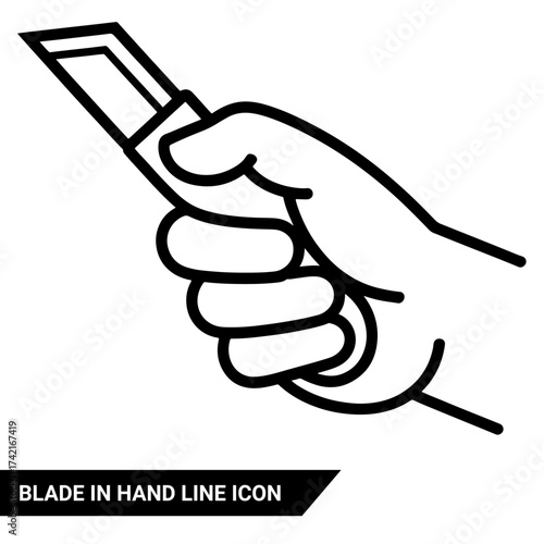 Qualityful Cutter blade in hand line icon