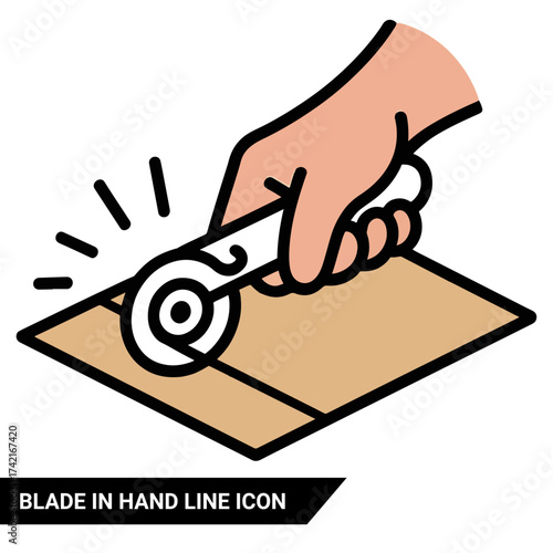 Qualityful Cutter blade in hand line icon